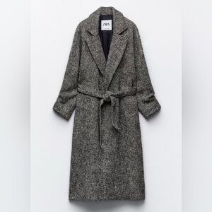 Zara Gray Herringbone Trench Coat
